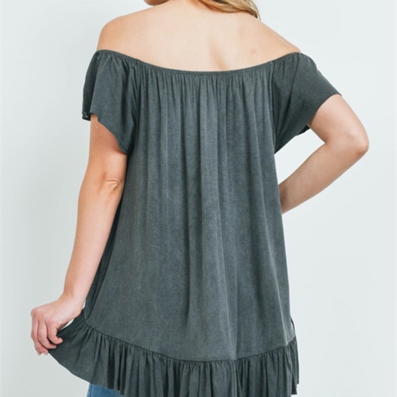 Olive off shoulder Boho style top - Picture 8 of 10